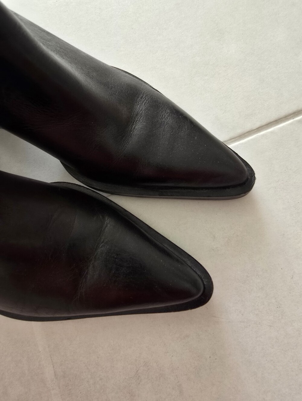 Zara Pointed Toe Leather Cowboy Bootie Size 9 - Picture 6 of 12